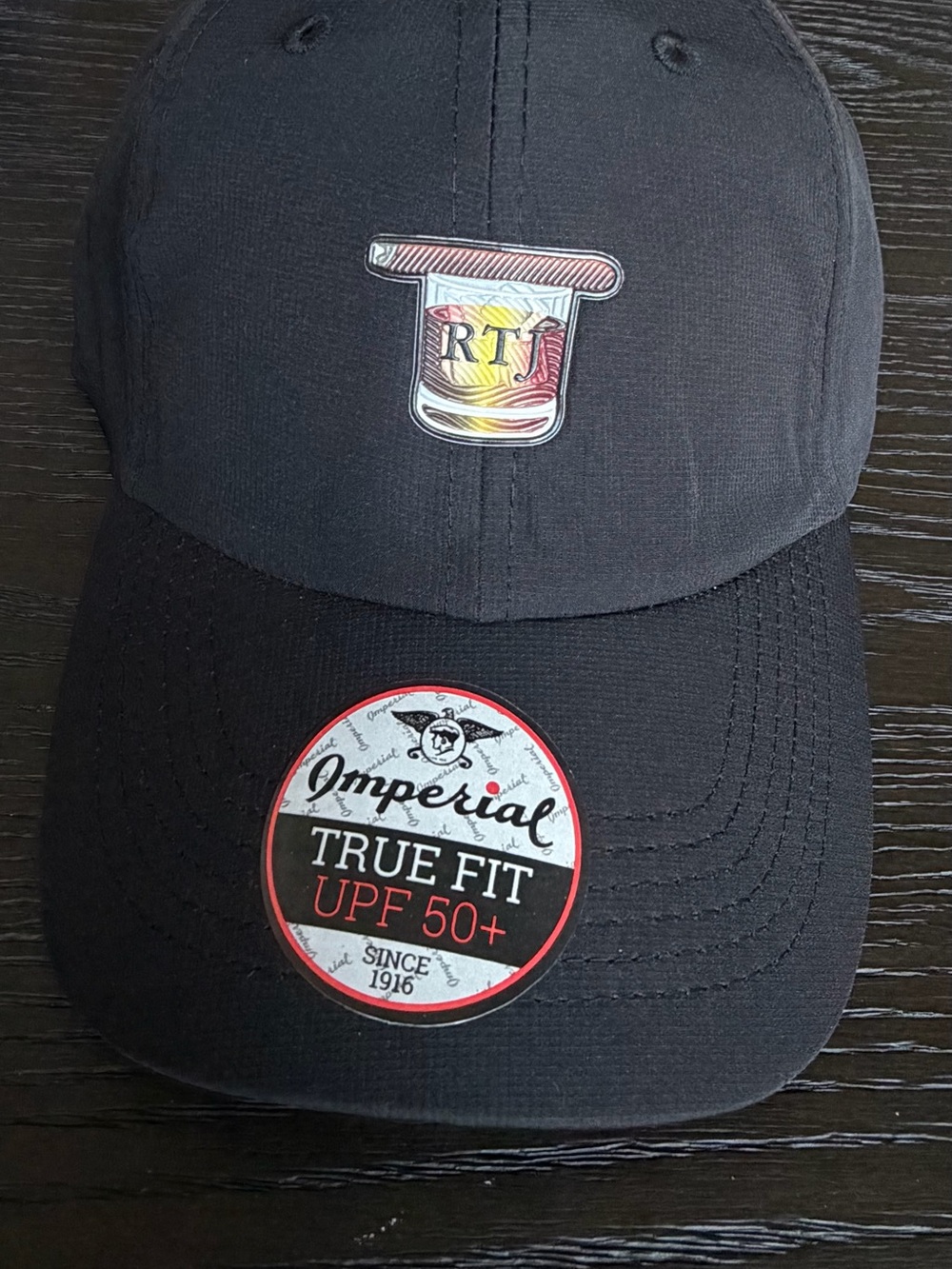 Robert Trent Jones Imperial Black Baseball Cap with RTJ Emblem - UPF 50+